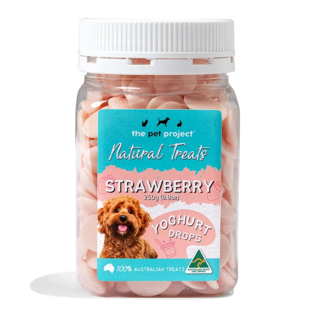 The Pet Project Strawberry Yoghurt Drops Dog Treats 250g