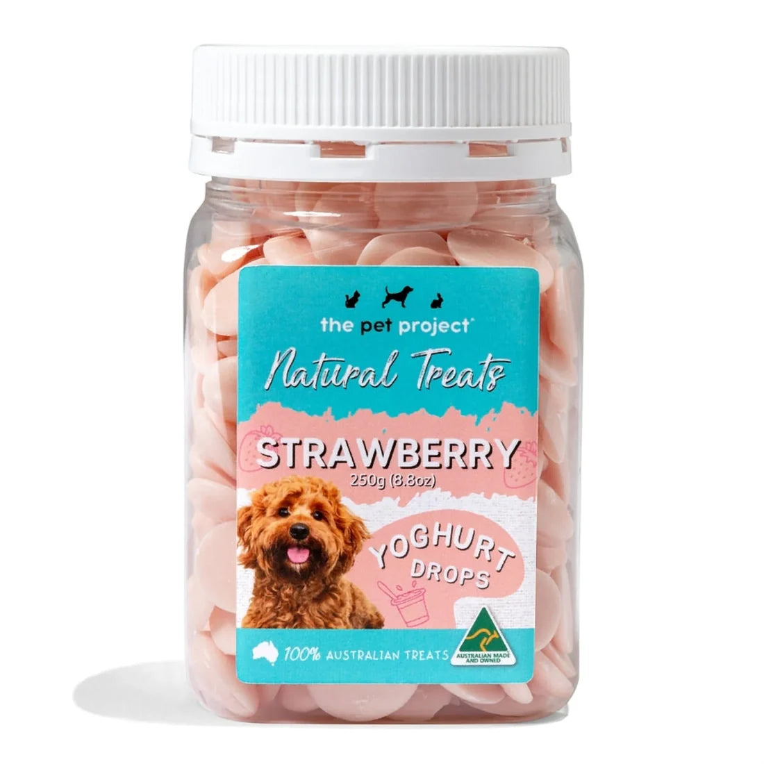 The Pet Project Strawberry Yoghurt Drops Dog Treats 250g