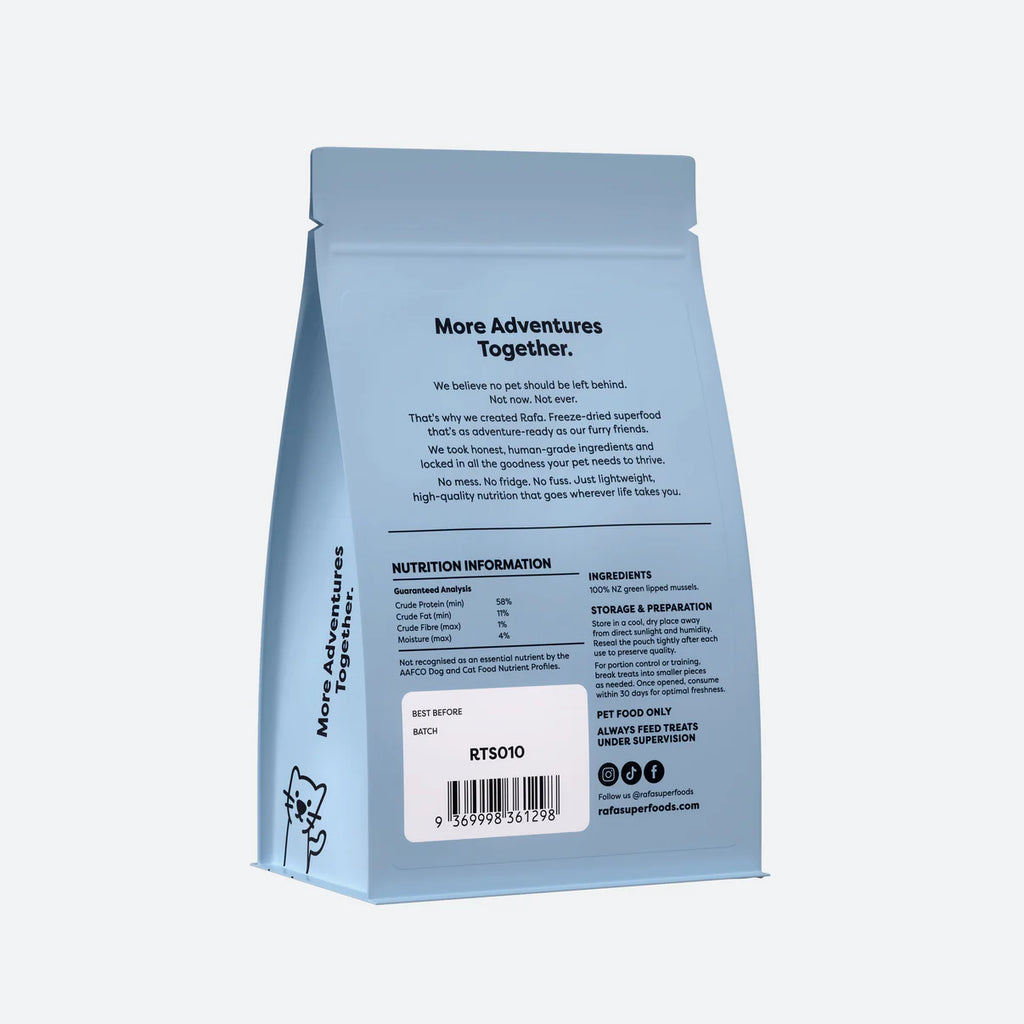 RAFA Raw Freeze-Dried Treats | Human-Grade Green Lipped Mussels