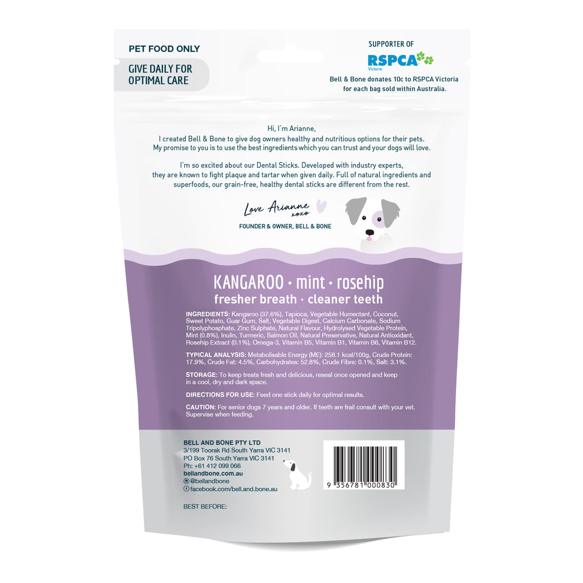 BELL & BONE SENIOR DENTAL STICKS ROO MINT ROSEHIP SM