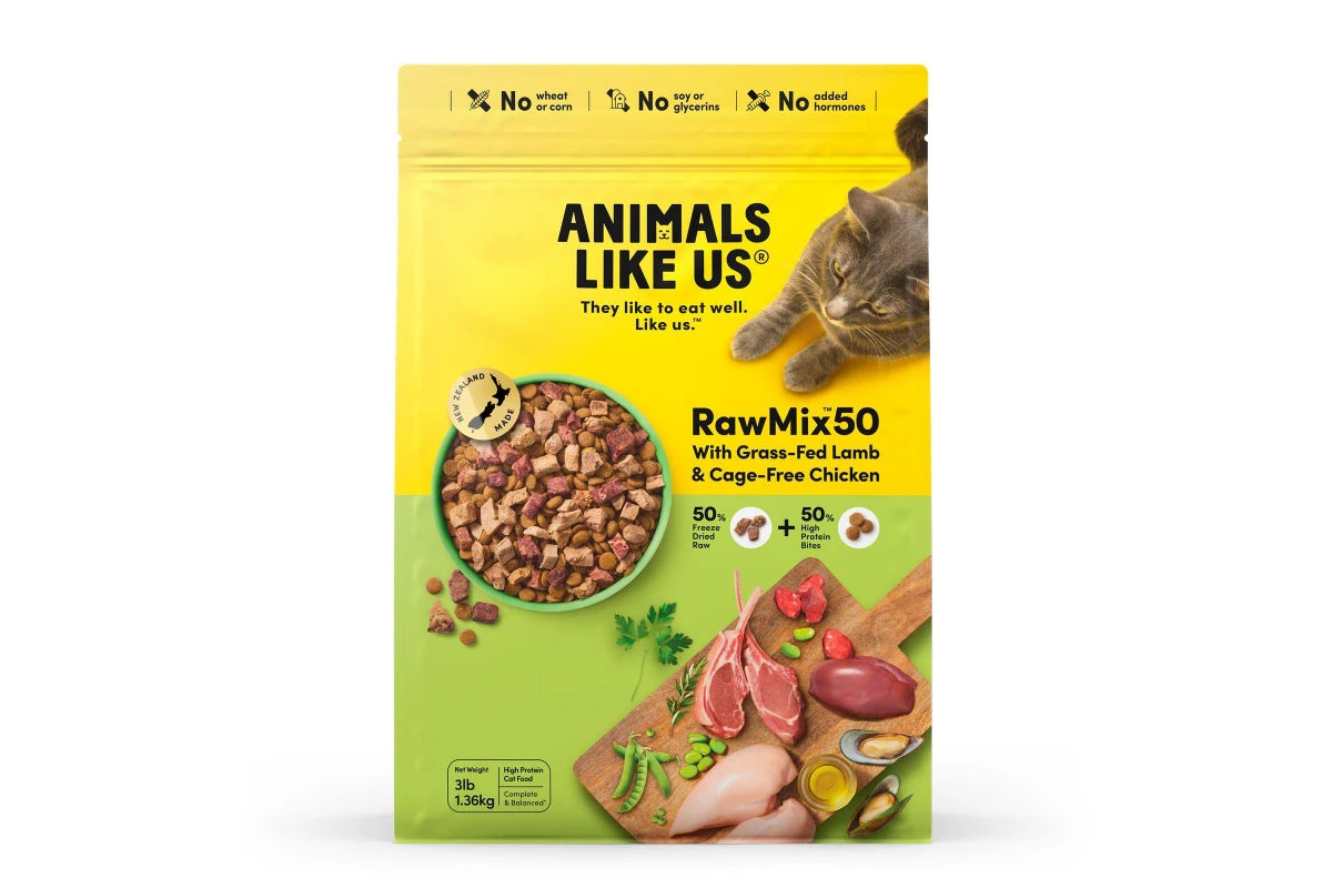 Animals Like Us Rawmix50 Dry Cat Food with Grass-Fed Lamb & Chicken 1.36kg