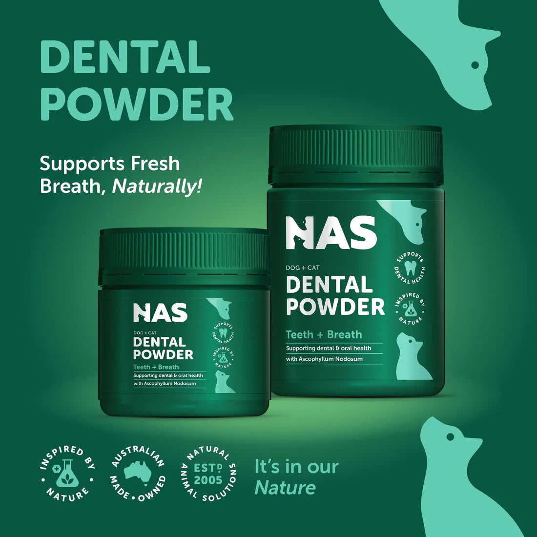 Natural Animal Solutions Dental Powder For Dogs and Cats 80g