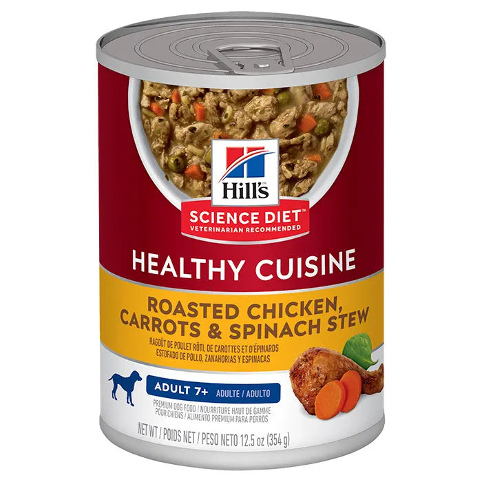 HILLS DOG ADULT 7+ CHICKEN & CARROT STEW 354G 12PK