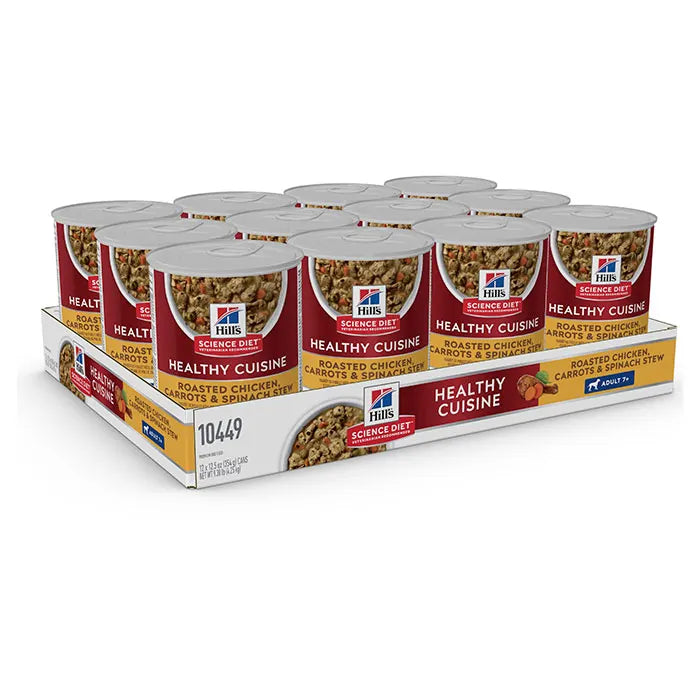 HILLS DOG ADULT 7+ CHICKEN & CARROT STEW 354G 12PK
