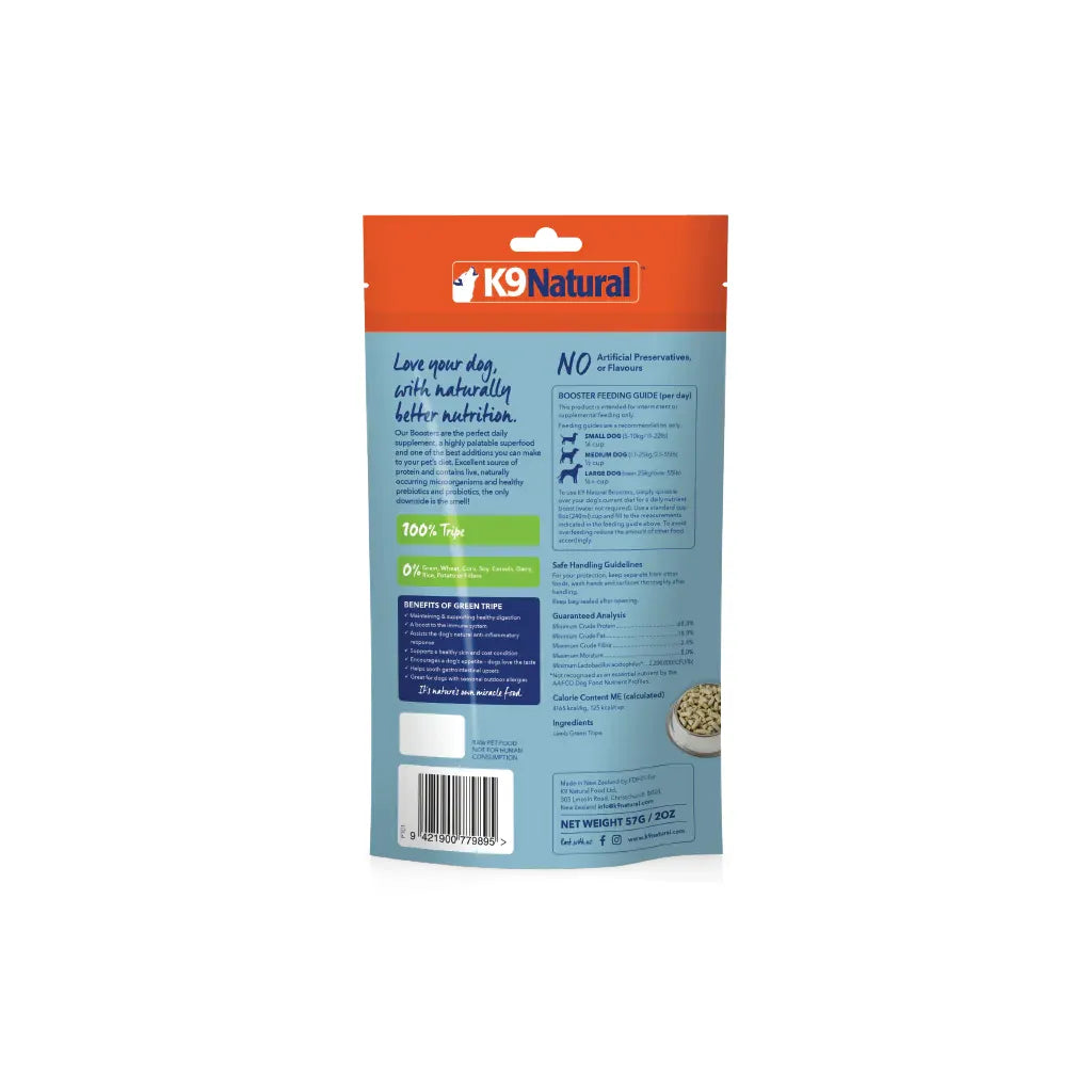 K9 Natural Lamb Green Tripe Grain Free Freeze Dried Booster 57g