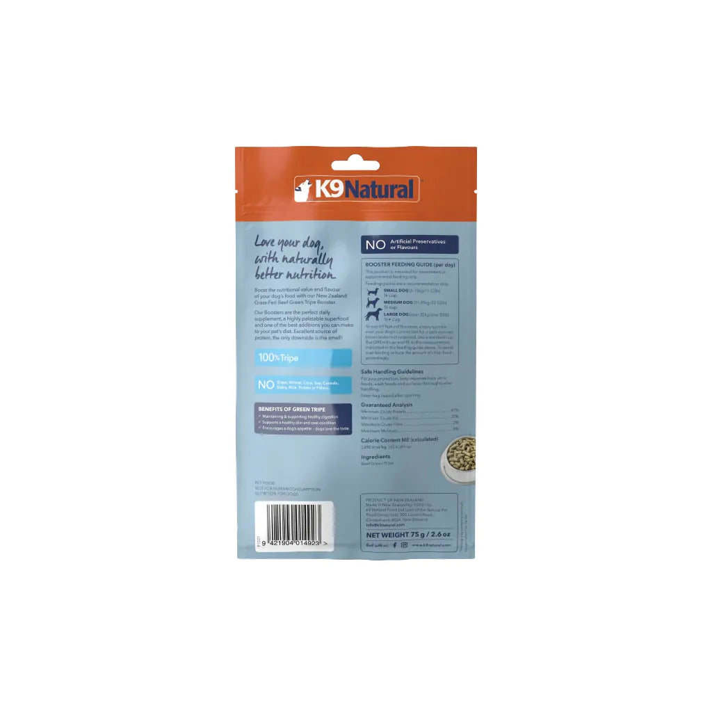 K9 Natural Beef Green Tripe Grain Free Freeze Dried Booster 75g
