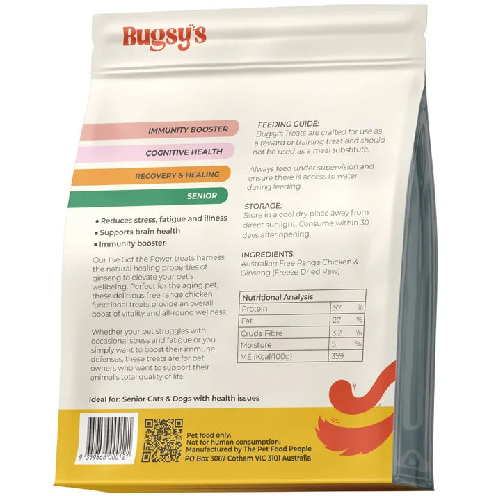 BUGSY'S Freeze-Dried Cognitive Health Chicken & Ginseng Treats for Dogs & Cats 70g