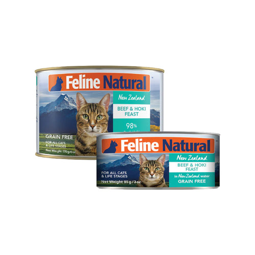 Feline Natural Premium Cat Wet Food Can 85g (BEEF & HOKI FEAST)