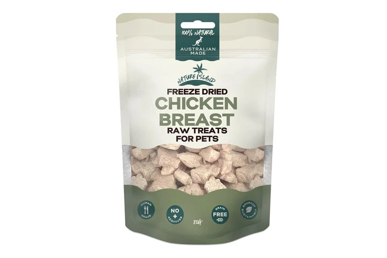 Nature Island Freeze Dried Chicken Breast Raw Treats 80g for Pets
