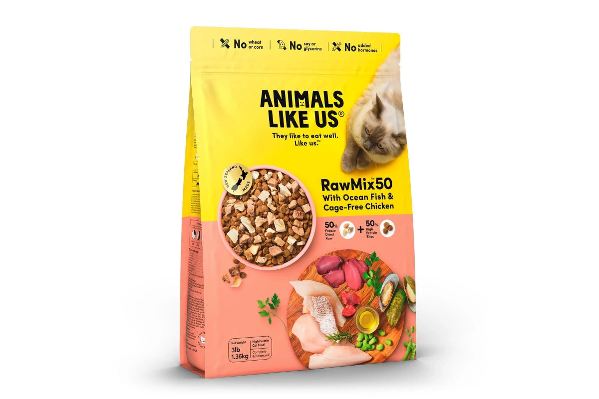 Animals Like Us RawMix50 with Freeze Dried Ocean Fish and Chicken Cat Food 1.36kg