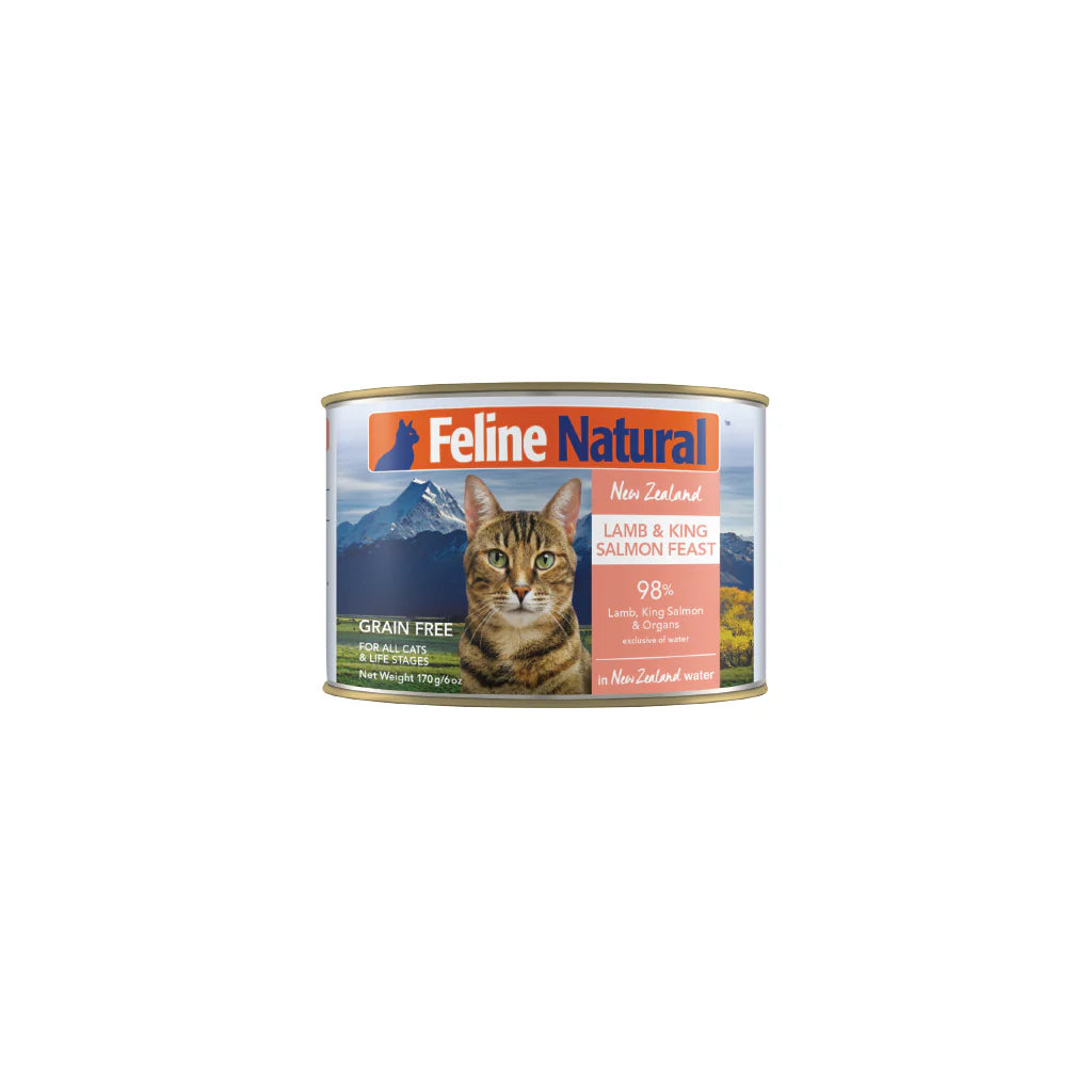 FELINE NATURAL NZ LAMB & KING SALMON FEAST 170G  (OM12)