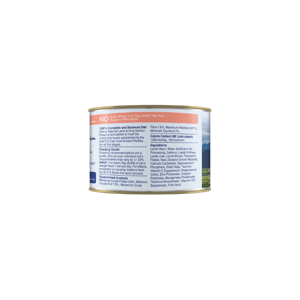 FELINE NATURAL NZ LAMB & KING SALMON FEAST 170G  (OM12)