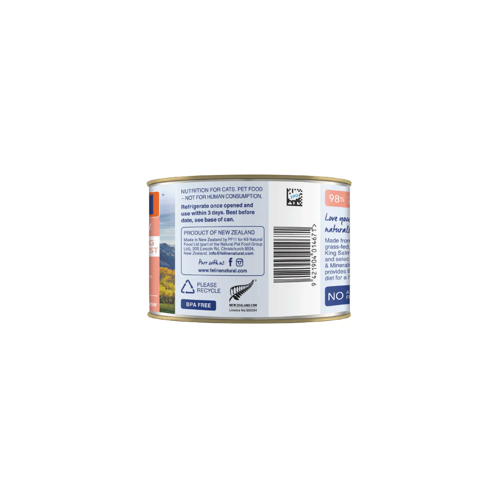 FELINE NATURAL NZ LAMB & KING SALMON FEAST 170G  (OM12)
