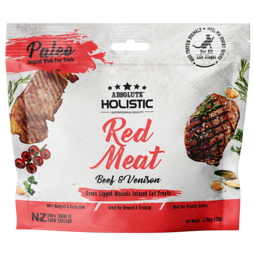 Absolute Holistic Air Dried Cat Treats Red Meat Beef & Venison 50gm