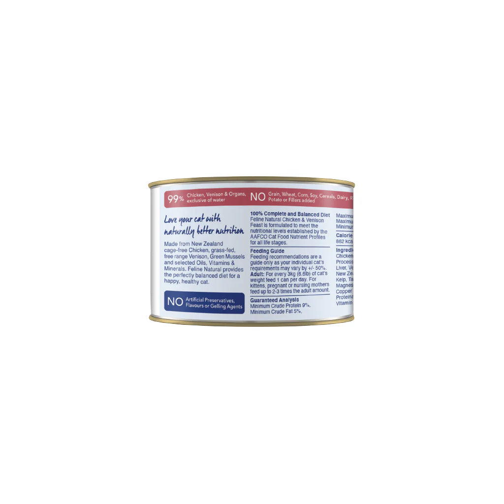 Feline Natural Premium Cat Wet Food Can 170g （Chicken & Venison Feast）