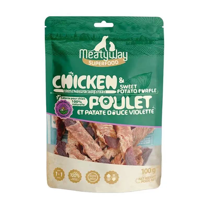 Meatyway Dog Treats Chicken & Purple Sweet Potato Rolls 100g