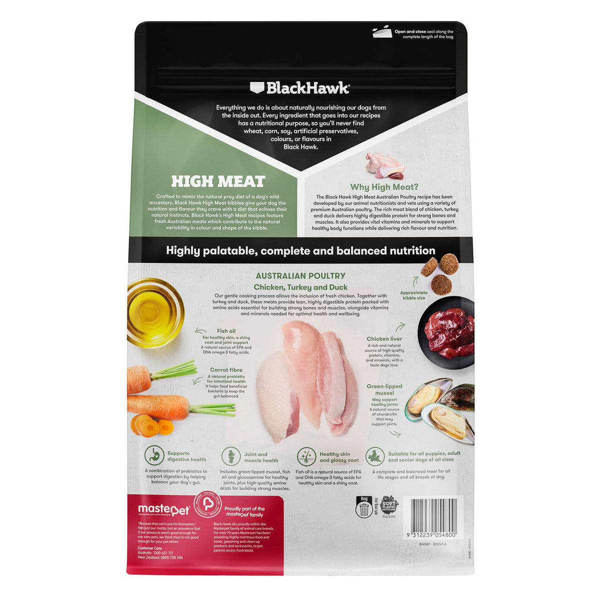BLACK HAWK HIGH MEAT AUSTRALIAN POULTRY RECIPE 10KG