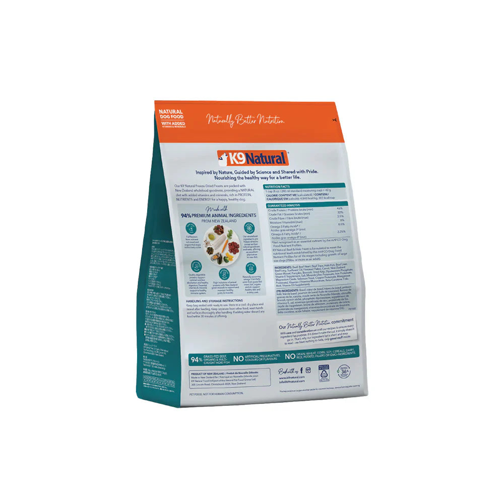K9 NATURAL GRAIN-FREE FD NZ BEEF & HOKI FEAST 500G