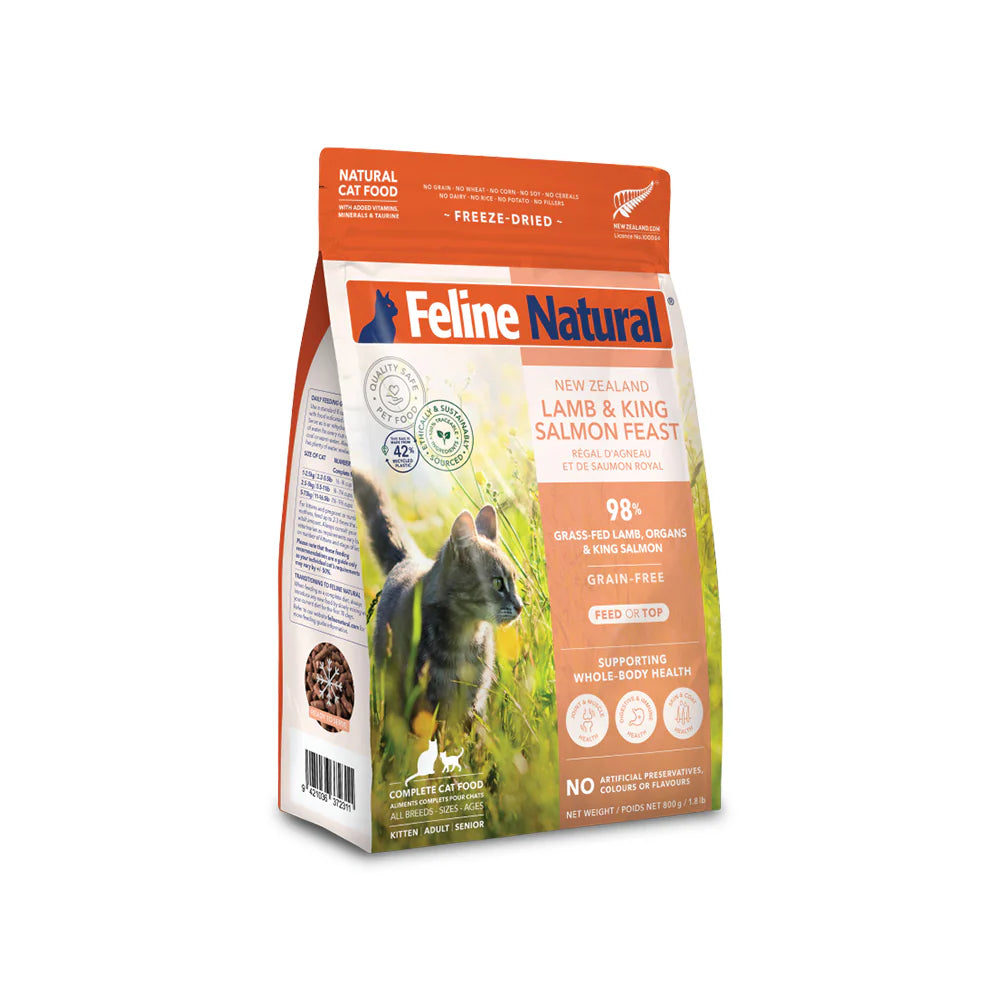 Feline Natural Lamb & King Salmon Feast Freeze-Dried Cat Food