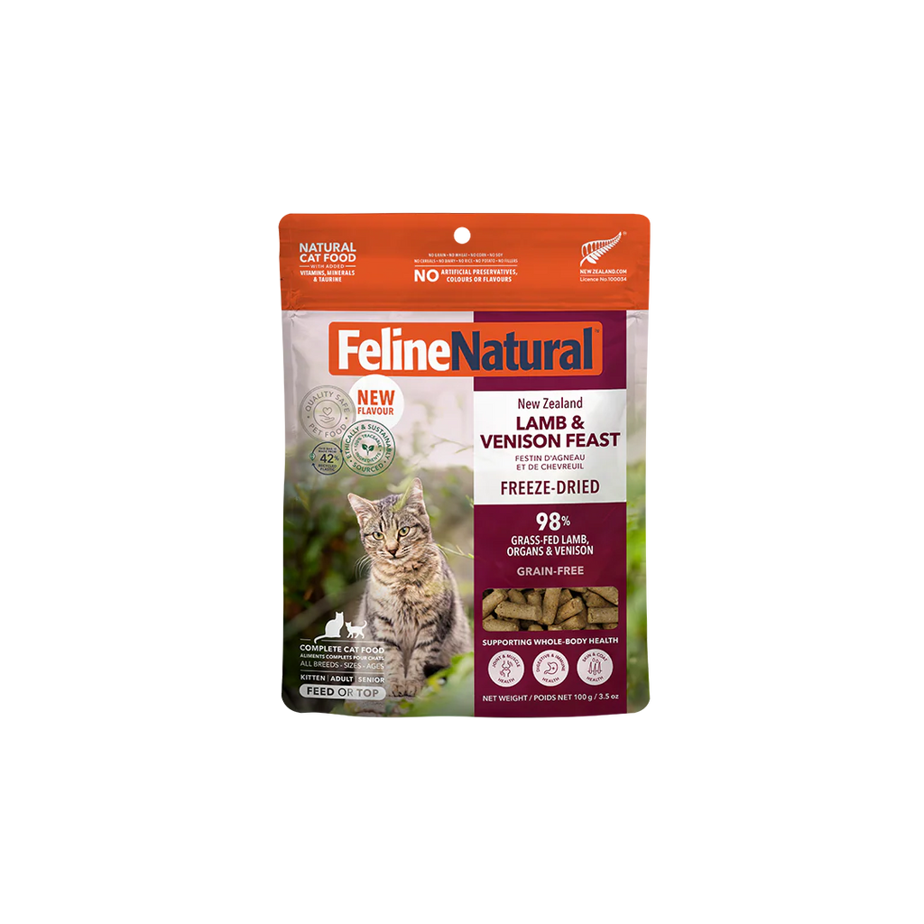 Feline Natural Freeze-Dried Cat Food | Lamb & Venison Topper 3.5 oz