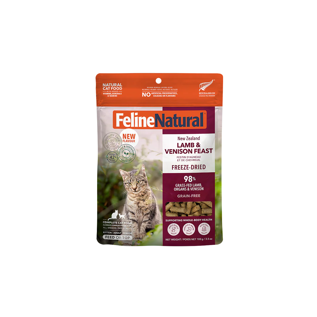 Feline Natural Freeze-Dried Cat Food | Lamb & Venison Topper 3.5 oz