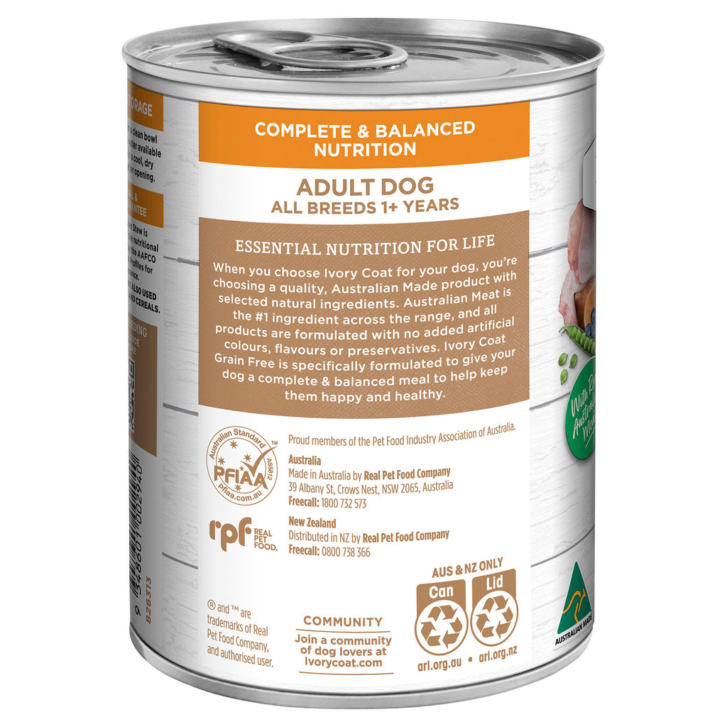 Ivory Coat Grain Free Chicken Stew Adult Canned Wet Dog Food 400g