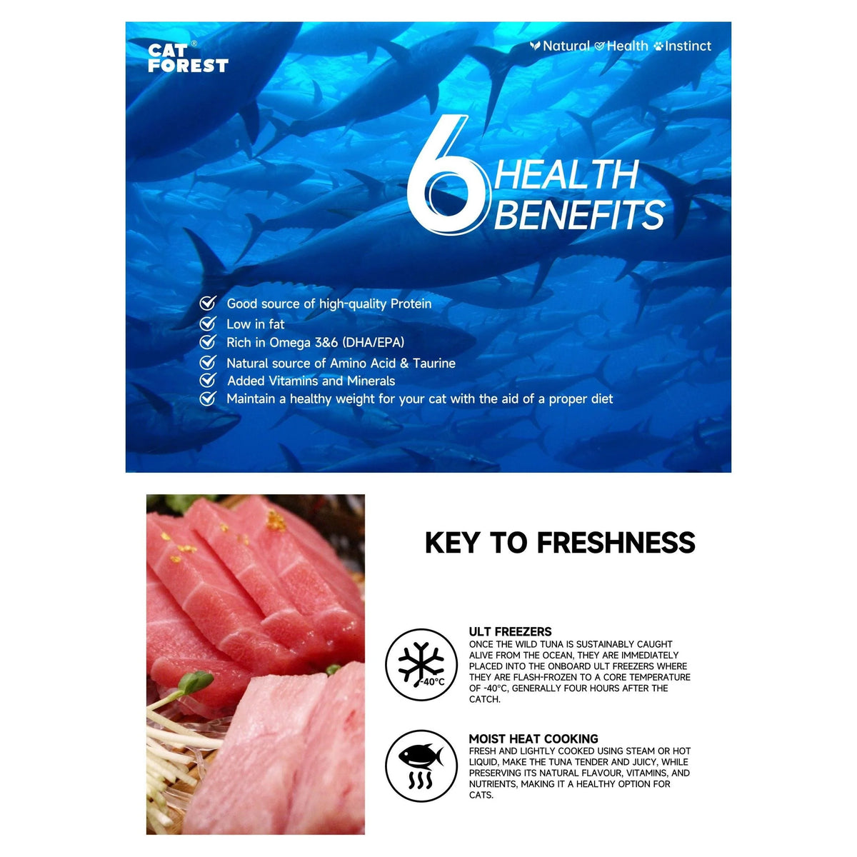 CAT FOREST Premium Tuna White Meat With Salmon In Jelly Cat Canned Food 85G X 24