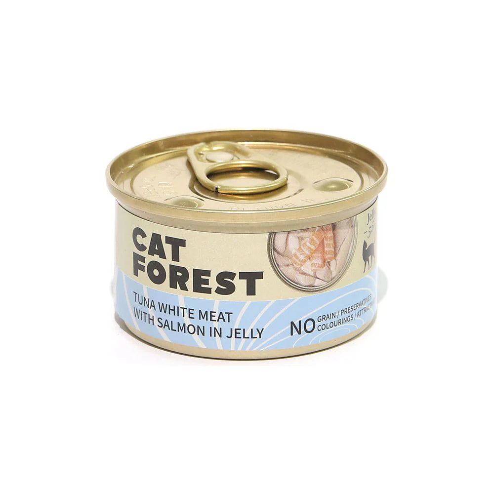 CAT FOREST Premium Tuna White Meat With Salmon In Jelly Cat Canned Food 85G X 24
