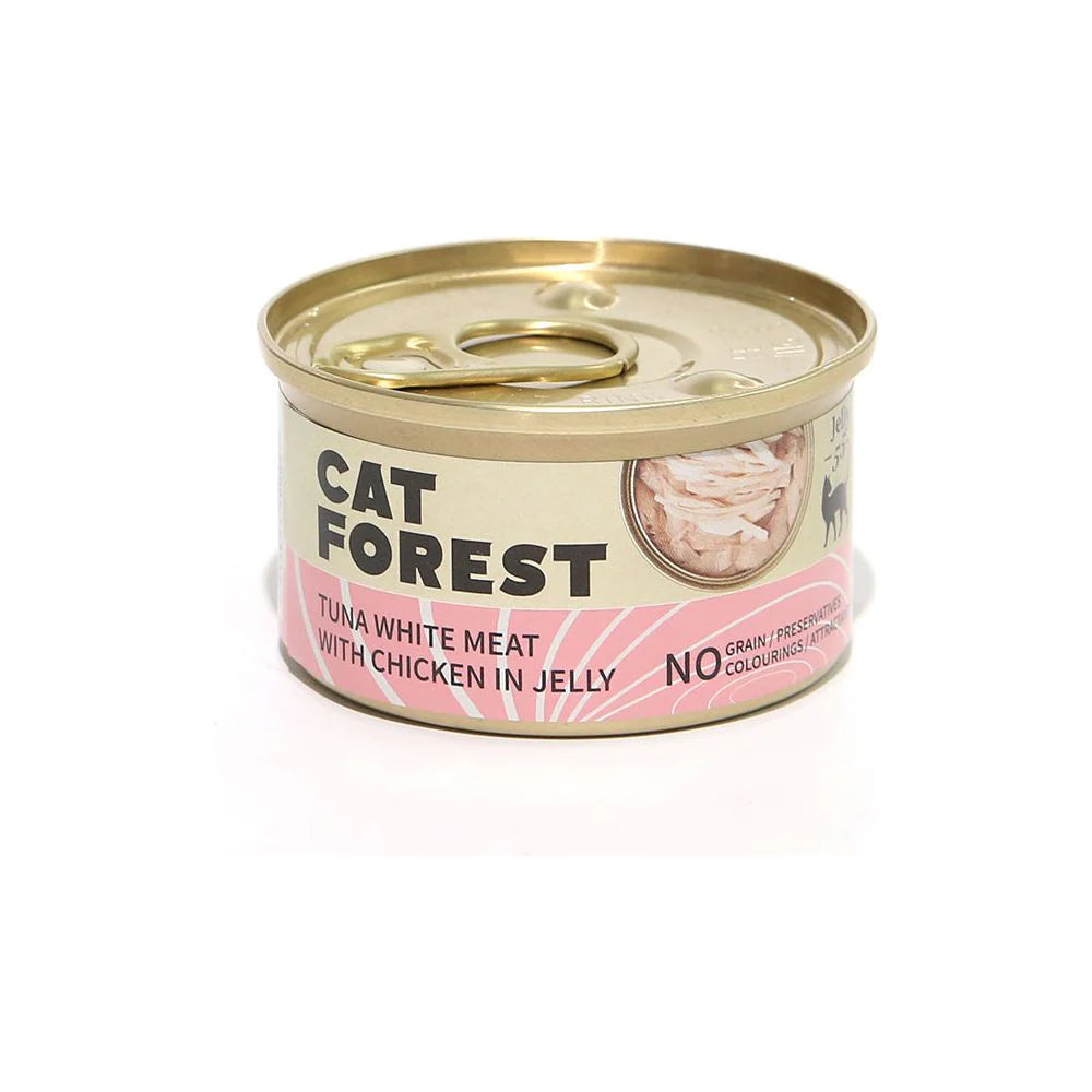 CAT FOREST Premium Tuna White Meat With Chicken In Jelly Cat Canned Food 85G X 24