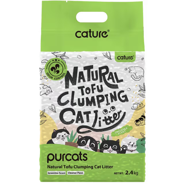 Cature 6L/2.4kg Natural Tofu Clumping Cat Litter Pellets Green Tea Flushable