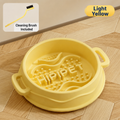 Hipipet Silicone Slow Feeder Bowl – Light Yellow with Clearing Brush