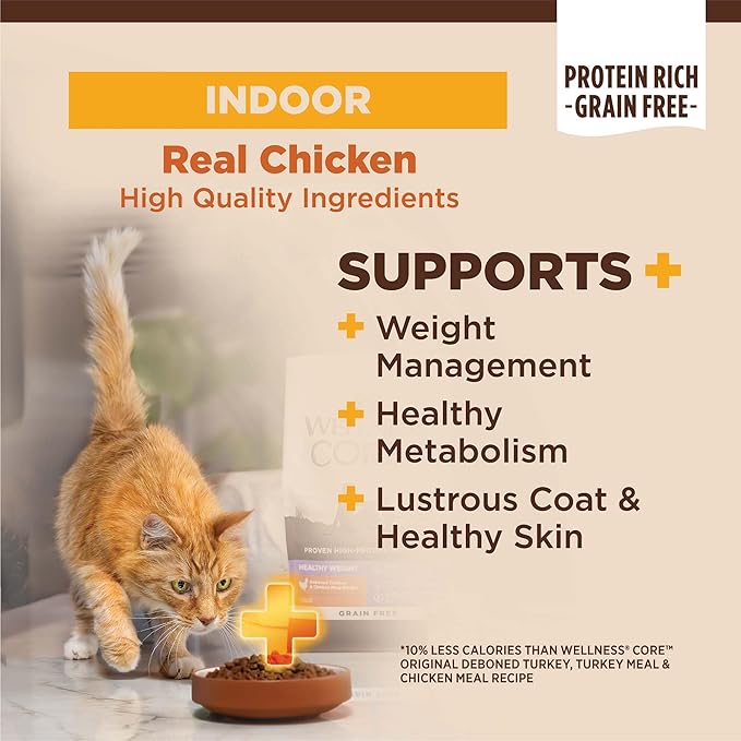 Wellness CORE+ Adult Dry Cat Food for Indoor Cats, Turkey & Chicken Meal (2.27kg)