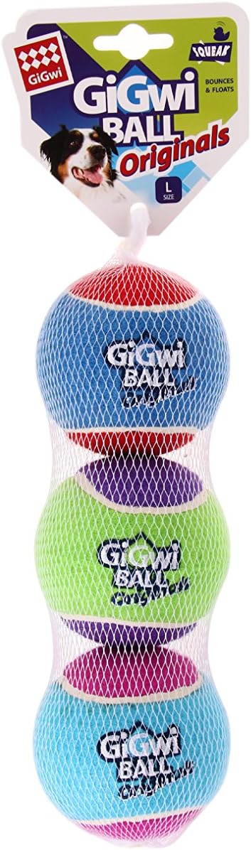 Gigwi Ball Originals Dog Toy Tennis Ball Large 3 Pack