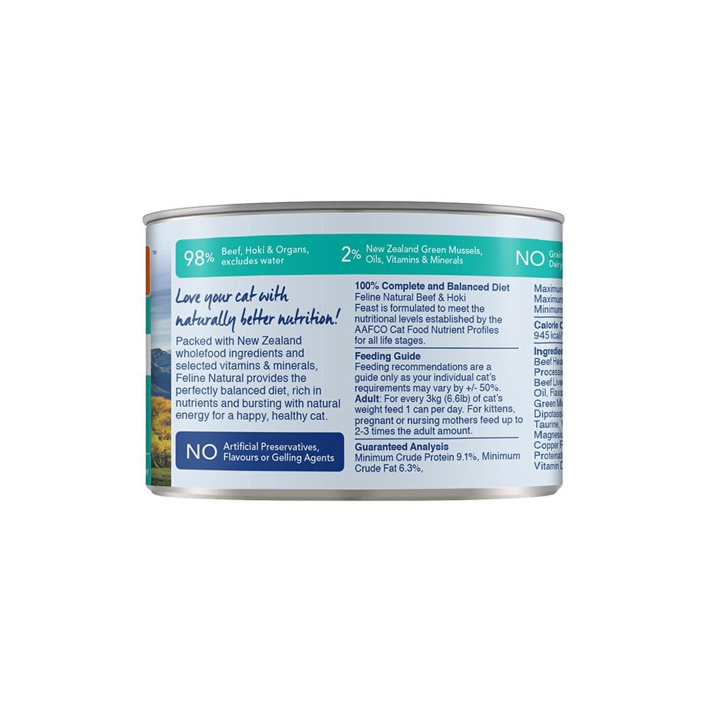 Feline Natural Premium Cat Wet Food Can 85g (BEEF & HOKI FEAST)