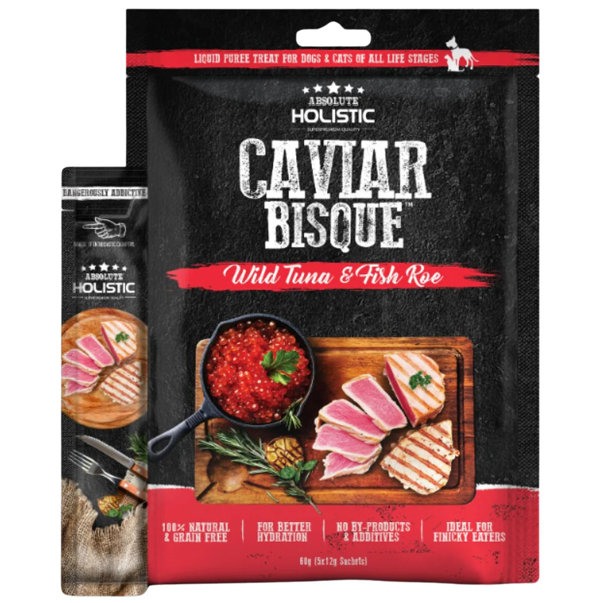Absolute Holistic Bisque Liquid Treats for Cats and Dogs Tuna & Fish Roe 60g