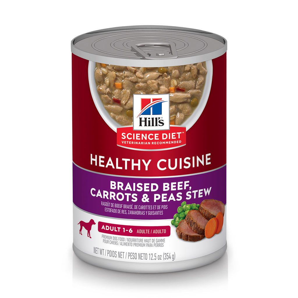 HILLS DOG ADULT BEEF CARROT & PEAS STEW 354G 12PK