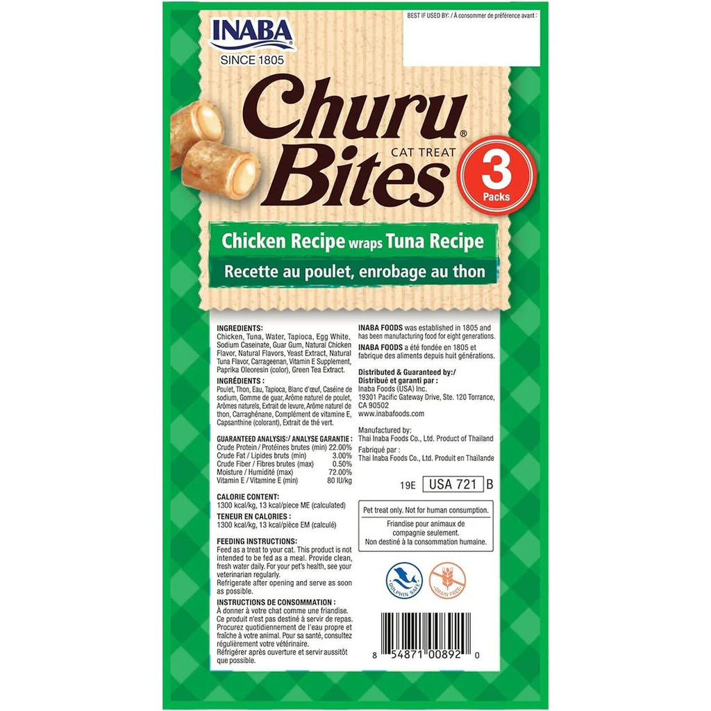 INABA CAT CHURU BITES CHICKEN WRAPS WITH TUNA 30G 6PK