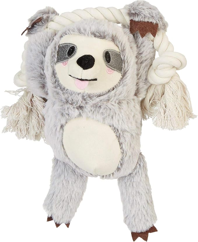 Fringe Studio Dog Toy, Girlie Sloth On A Rope Plsh Pet Toy