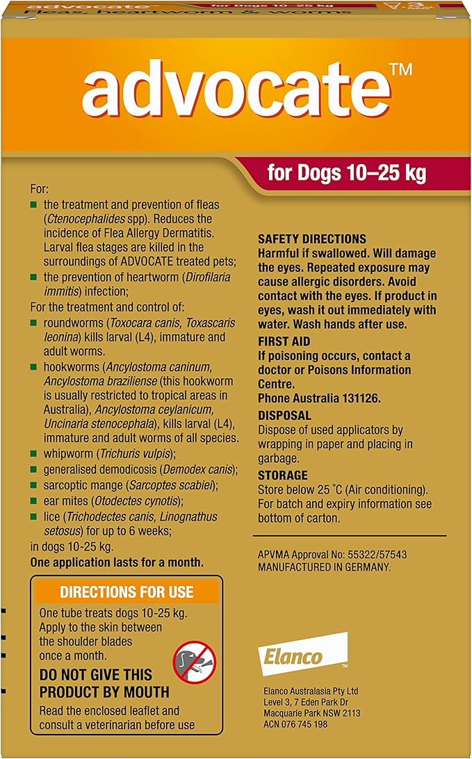 Advocate Spot-on Flea and Worm Treatment for Medium Dog 4-10kg 3pk