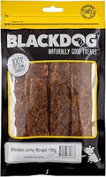BLACK DOG CHICKEN JERKY STRAPS 150G