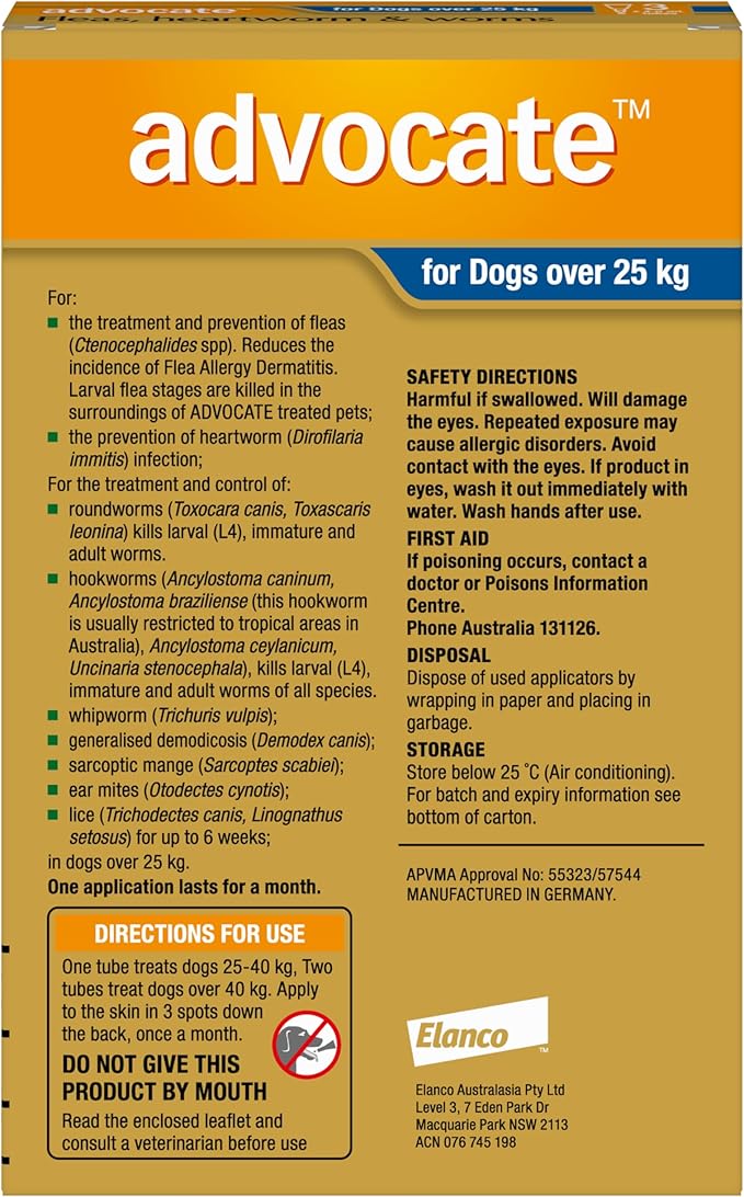Advocate Spot-on Flea and Worm Treatment for Extra Large Dog over 25kg 3pk