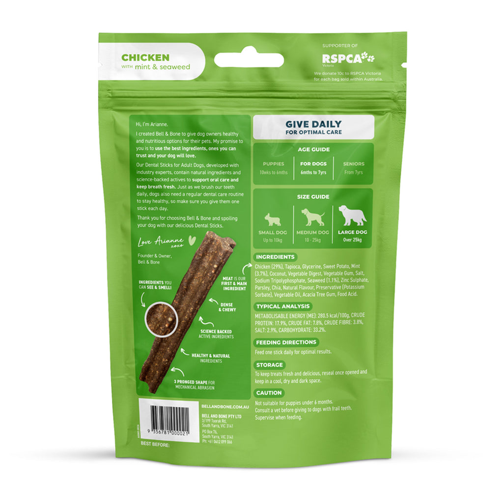 BELL & BONE SENIOR DENTAL STICKS ROO MINT ROSEHIP LARGE