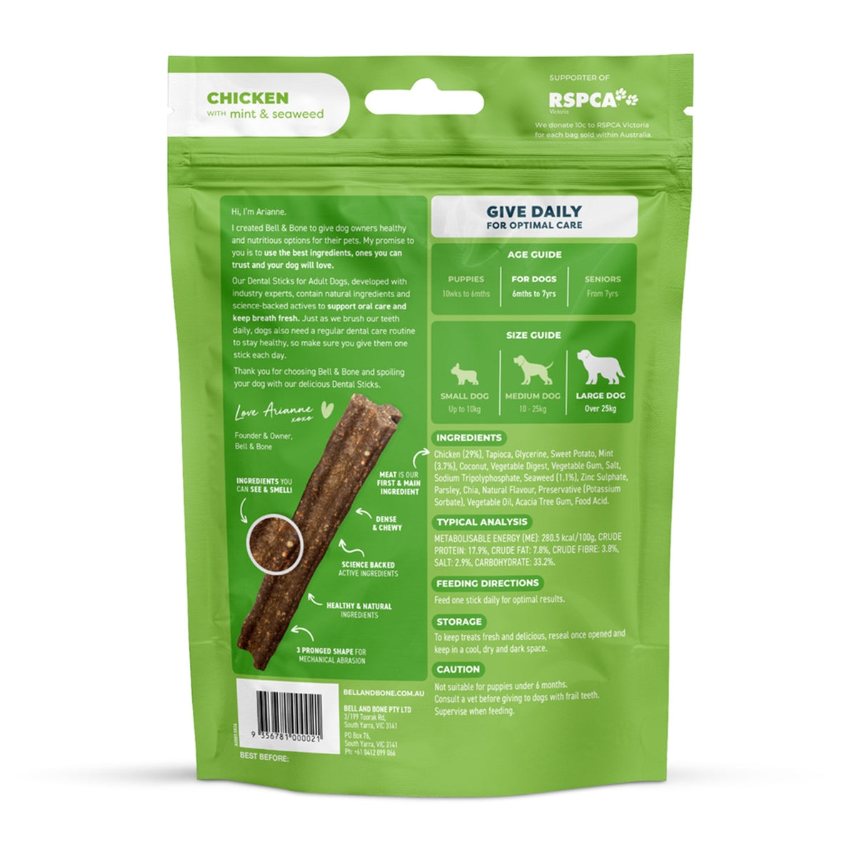 BELL & BONE SENIOR DENTAL STICKS ROO MINT ROSEHIP LARGE