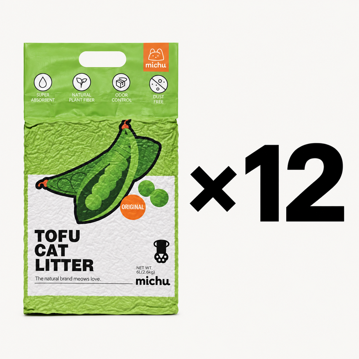 Michu Tofu Cat Litter – 12 Bag (orignal)