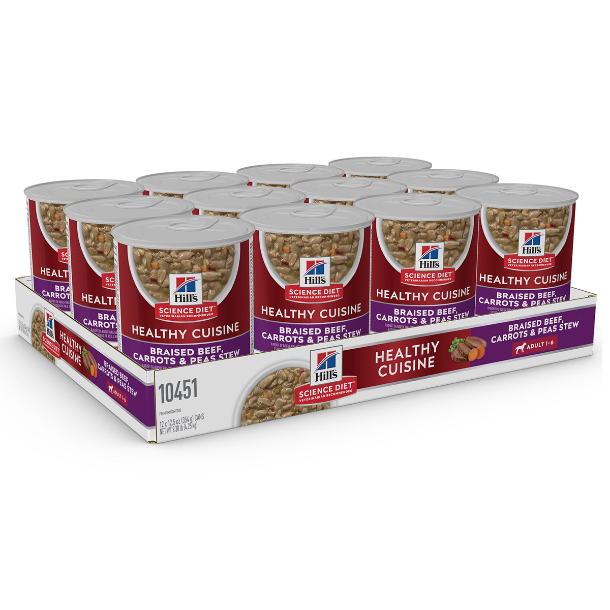 HILLS DOG ADULT BEEF CARROT & PEAS STEW 354G 12PK