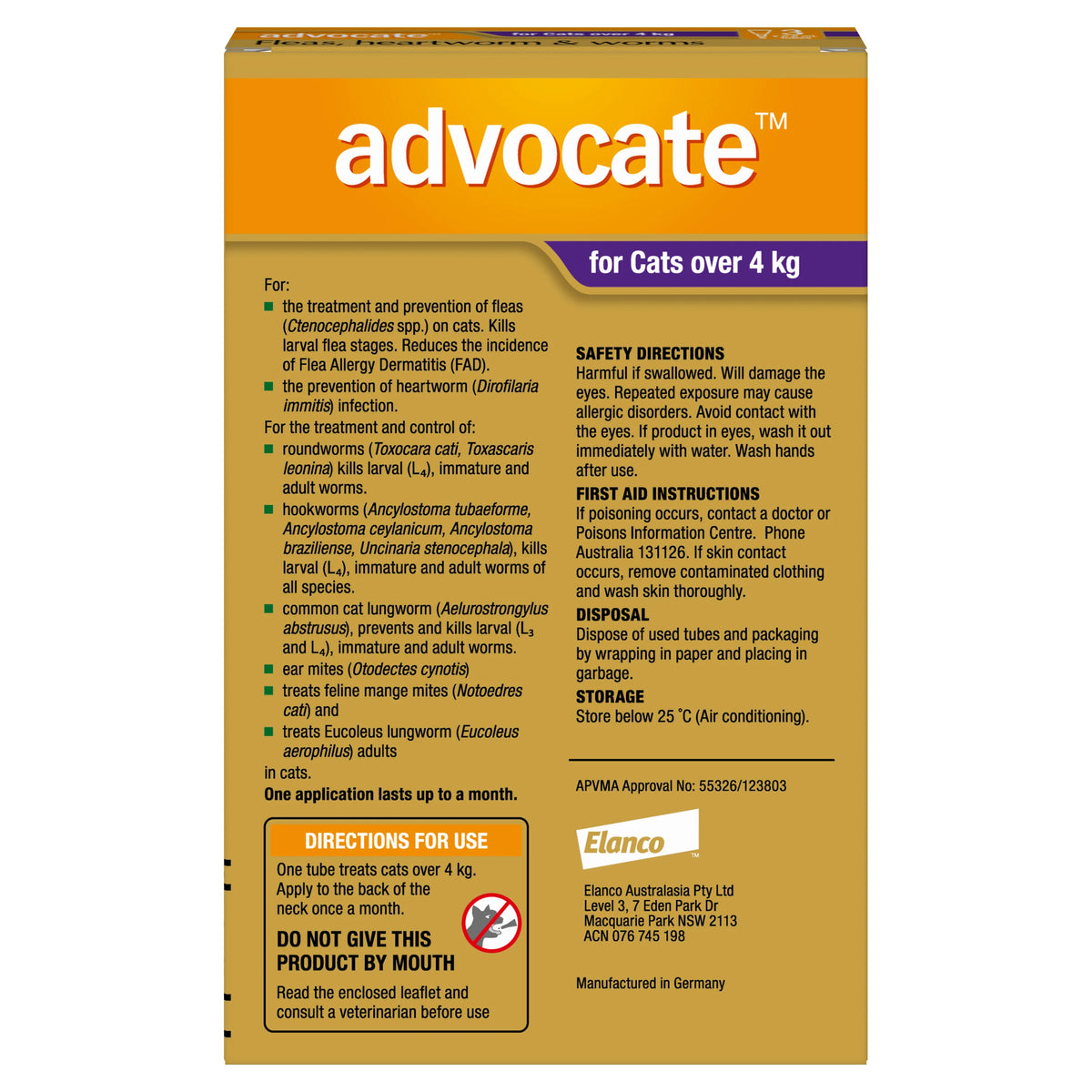 Advocate Flea & Wormer Spot On For Cat Over To 4Kg, 3 Pack