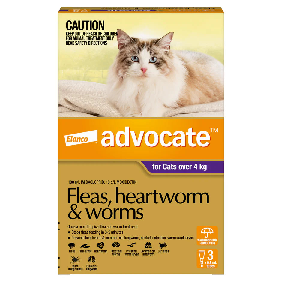 Advocate Flea & Wormer Spot On For Cat Over To 4Kg, 3 Pack