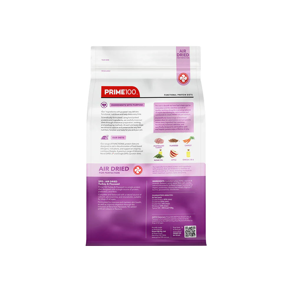Prime100 SPD Air Dried Turkey & Flaxseed 2.2kg