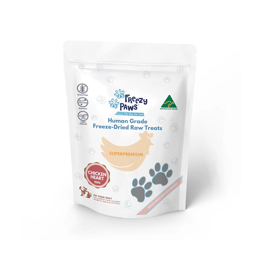 Freezy Paws Freeze Dried Dogs and Cats Treats Chicken Heart 100g