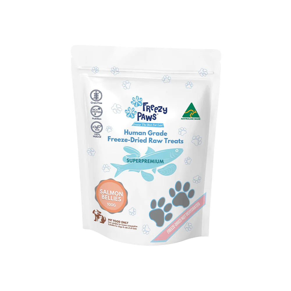 Freezy Paws Freeze Dried Dogs and Cats Treats Salmon Bellies 100g